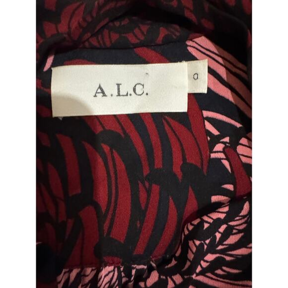 A.L.C Emery Floral Long-Sleeve Dress in Red, Pink and Navy. Size 0 $495 - Picture 4 of 5